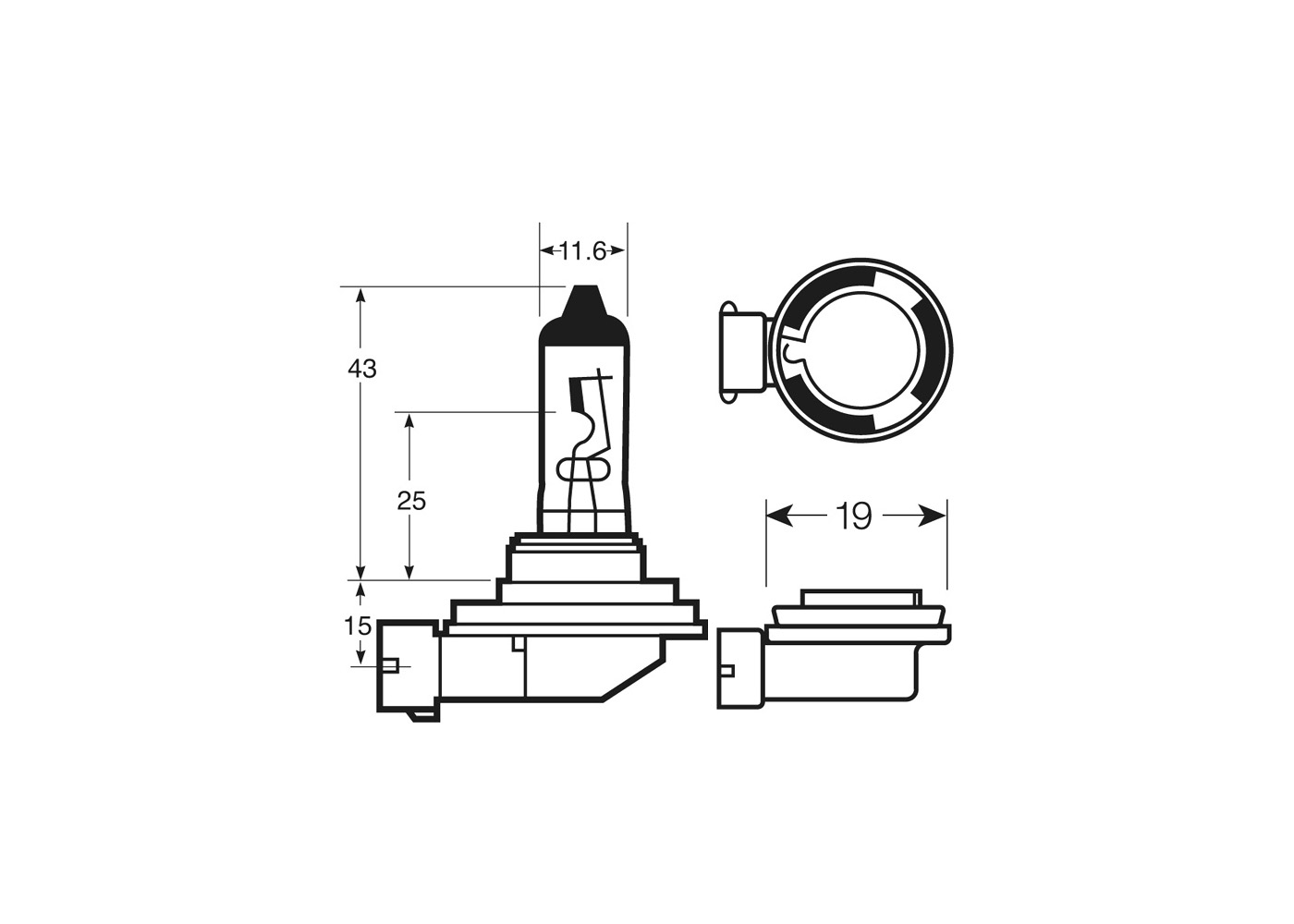 thumbnail image 2 of Lunex H8 PLASMA GOLD Halogen Bulbs - 12V 35W 2800K Yellow (2-Pack) - Made In UK 2 of 3